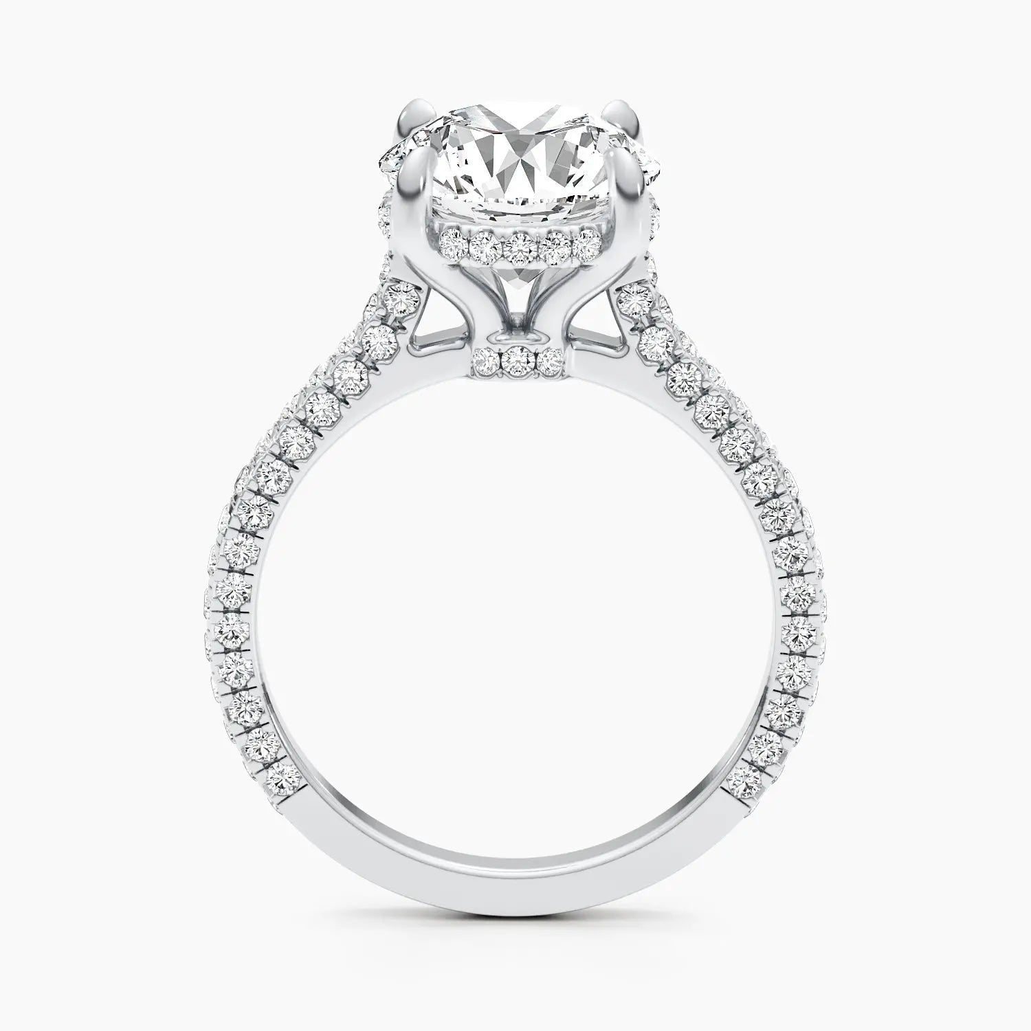 2.50 ct Round D- VVS Hidden Halo Lab Grown Diamond Pave Engagement Ring