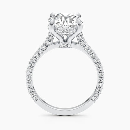 2.50 ct Round D- VVS Hidden Halo Lab Grown Diamond Pave Engagement Ring