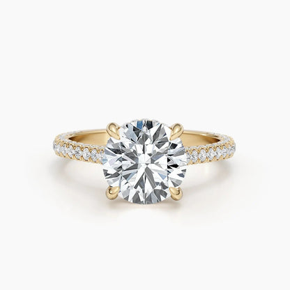 2.50 ct Round D- VVS Hidden Halo Lab Grown Diamond Pave Engagement Ring