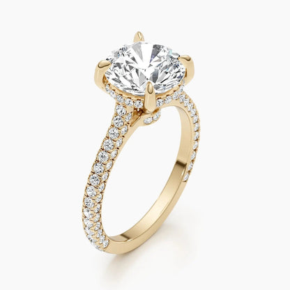 2.50 ct Round D- VVS Hidden Halo Lab Grown Diamond Pave Engagement Ring