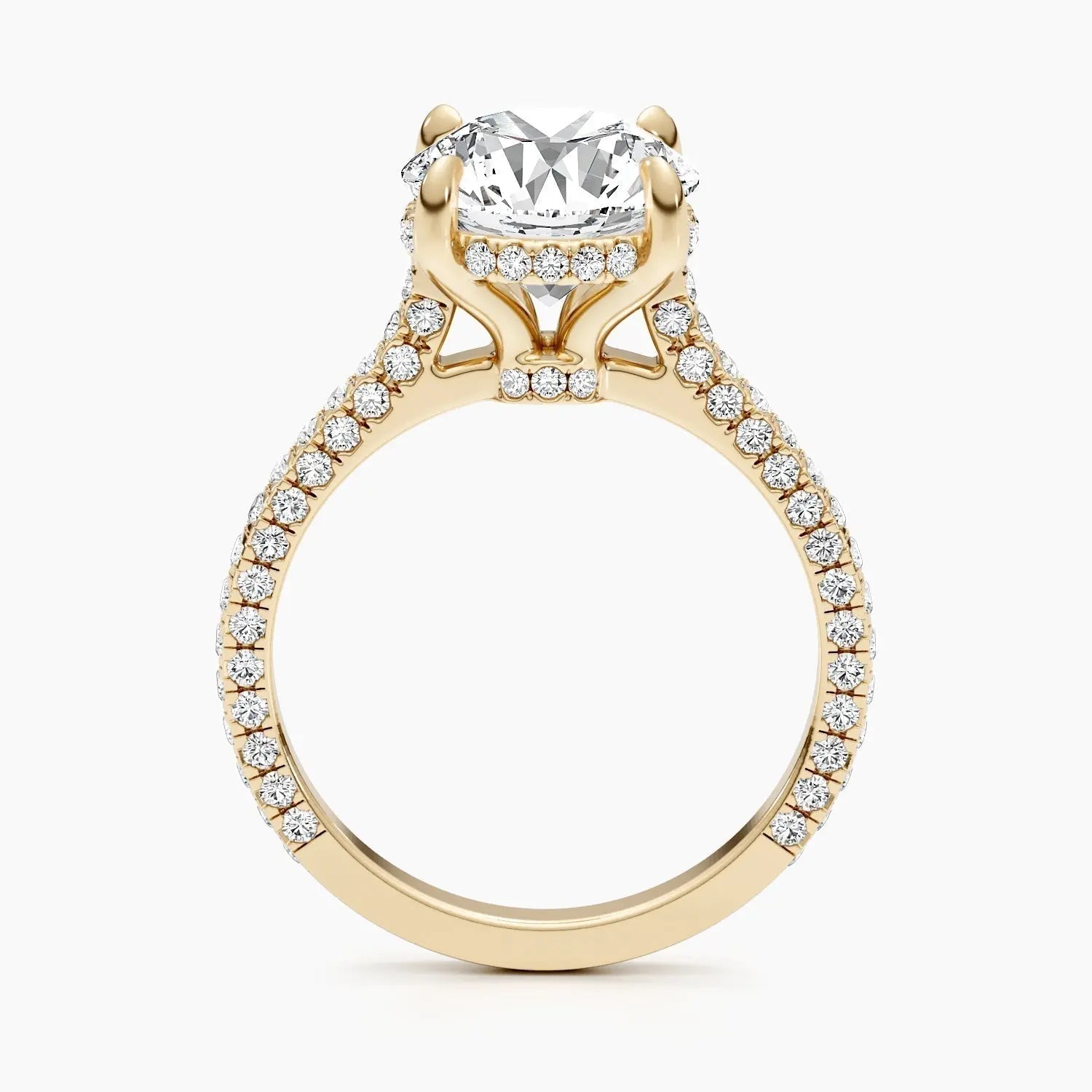 2.50 ct Round D- VVS Hidden Halo Lab Grown Diamond Pave Engagement Ring