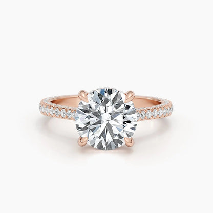 2.50 ct Round D- VVS Hidden Halo Lab Grown Diamond Pave Engagement Ring