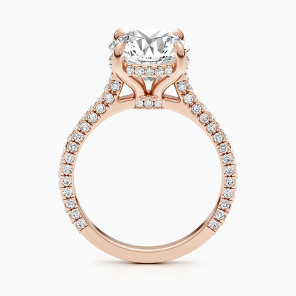 2.50 ct Round D- VVS Hidden Halo Lab Grown Diamond Pave Engagement Ring