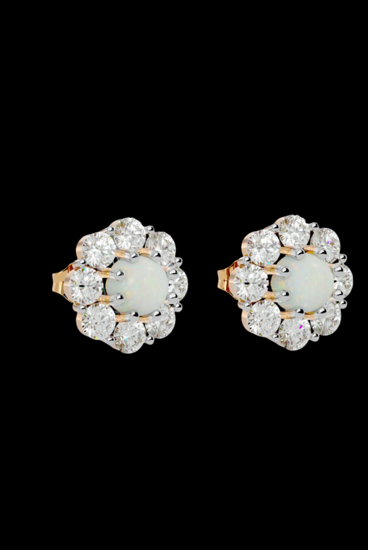 Round Pearl Moissanite VVS Diamond Women's Unique Design Earrings