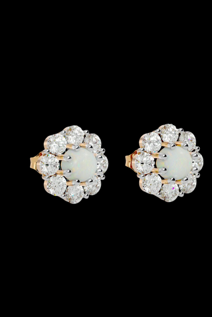 Round Pearl Moissanite VVS Diamond Women's Unique Design Earrings