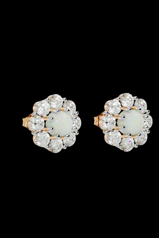 Round Pearl Moissanite VVS Diamond Women's Unique Design Earrings