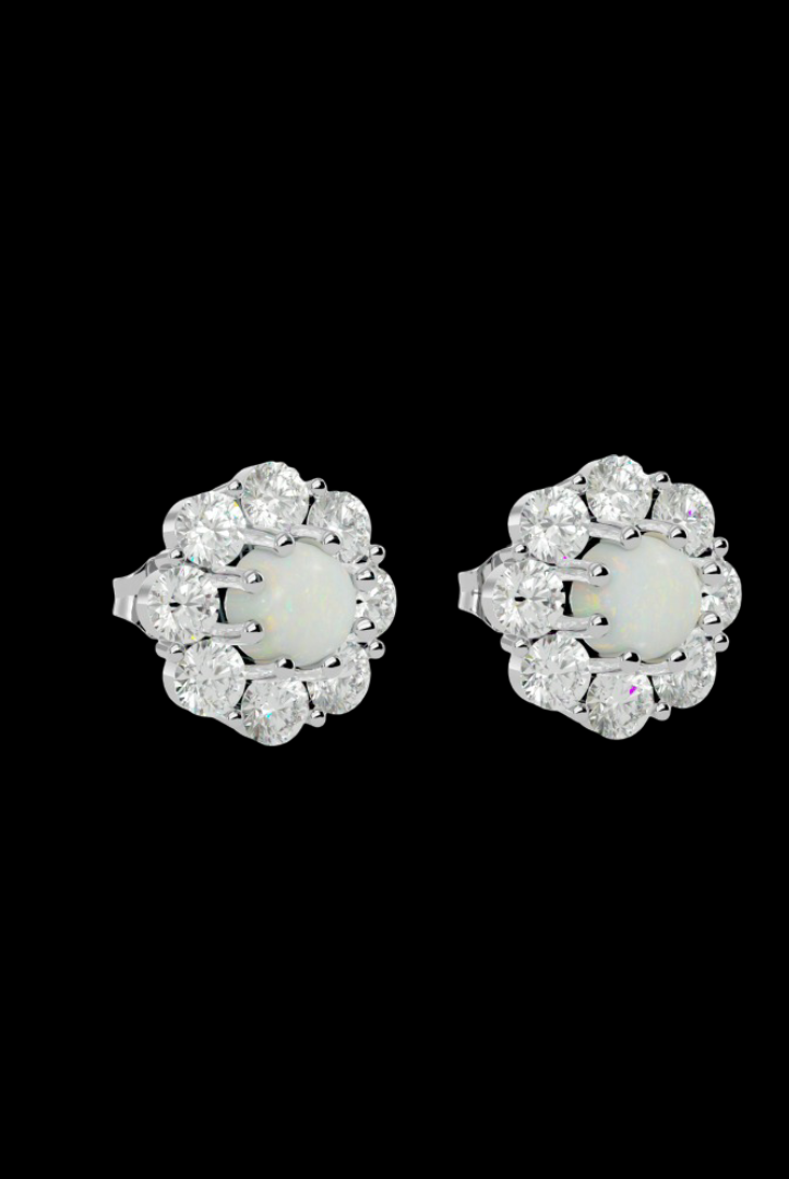 Round Pearl Moissanite VVS Diamond Women's Unique Design Earrings