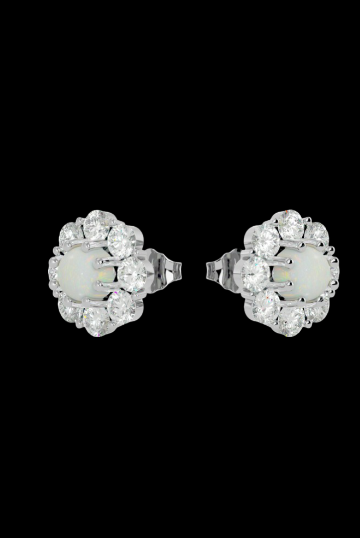 Round Pearl Moissanite VVS Diamond Women's Unique Design Earrings