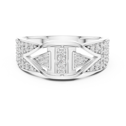 Stylish Men’s Statement Ring with Round-Cut Lab-Grown Diamonds