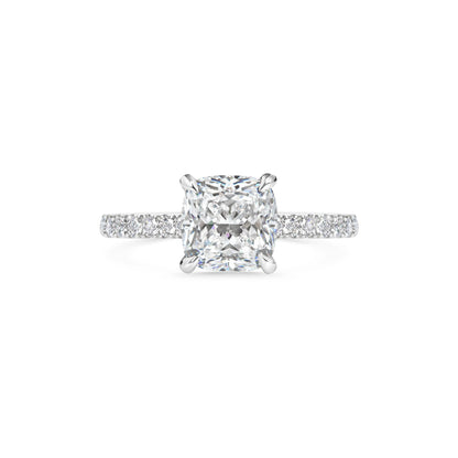2.0 ct Cushion D- VVS Lab Grown Diamond Pave Engagement Ring