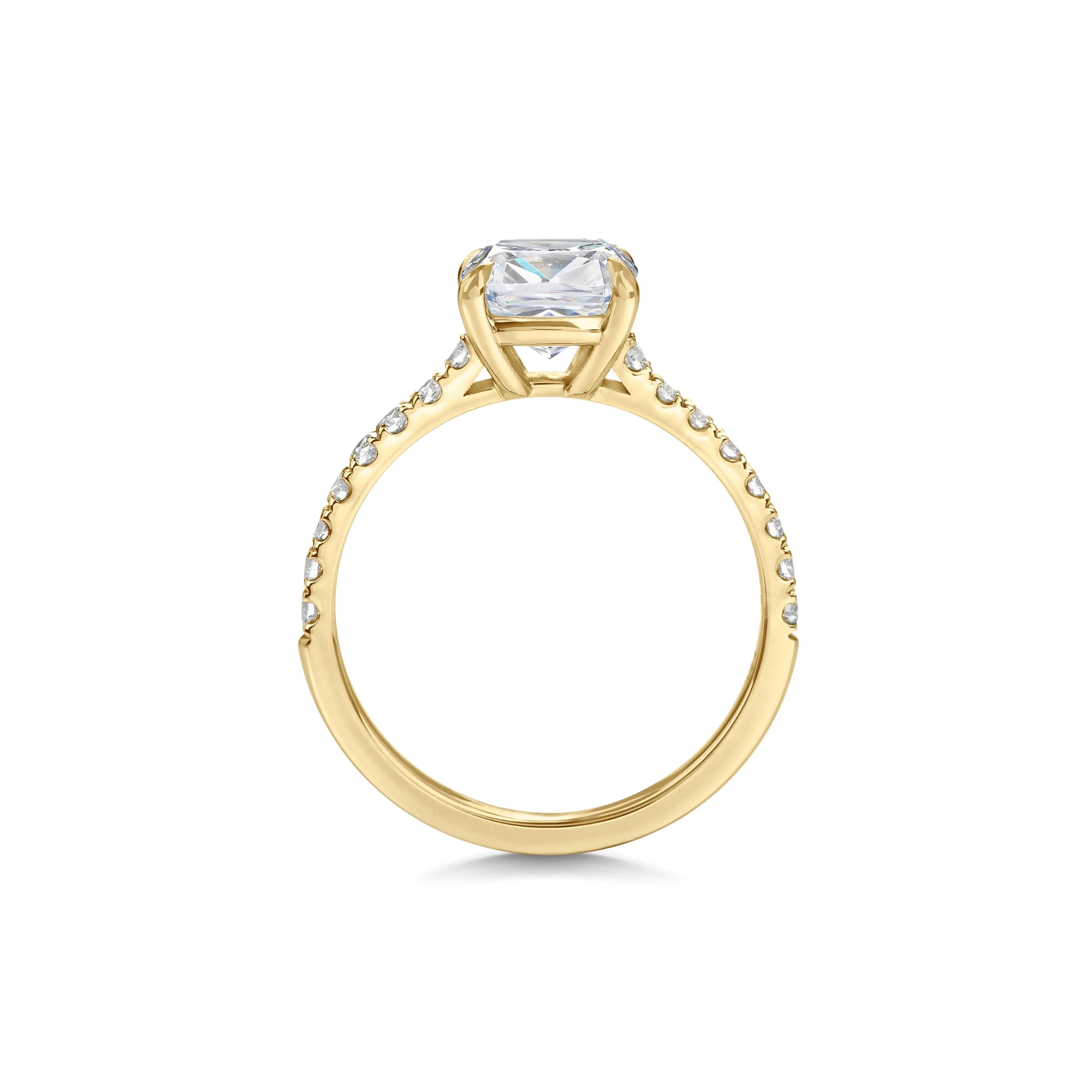 2.0 ct Cushion D- VVS Lab Grown Diamond Pave Engagement Ring