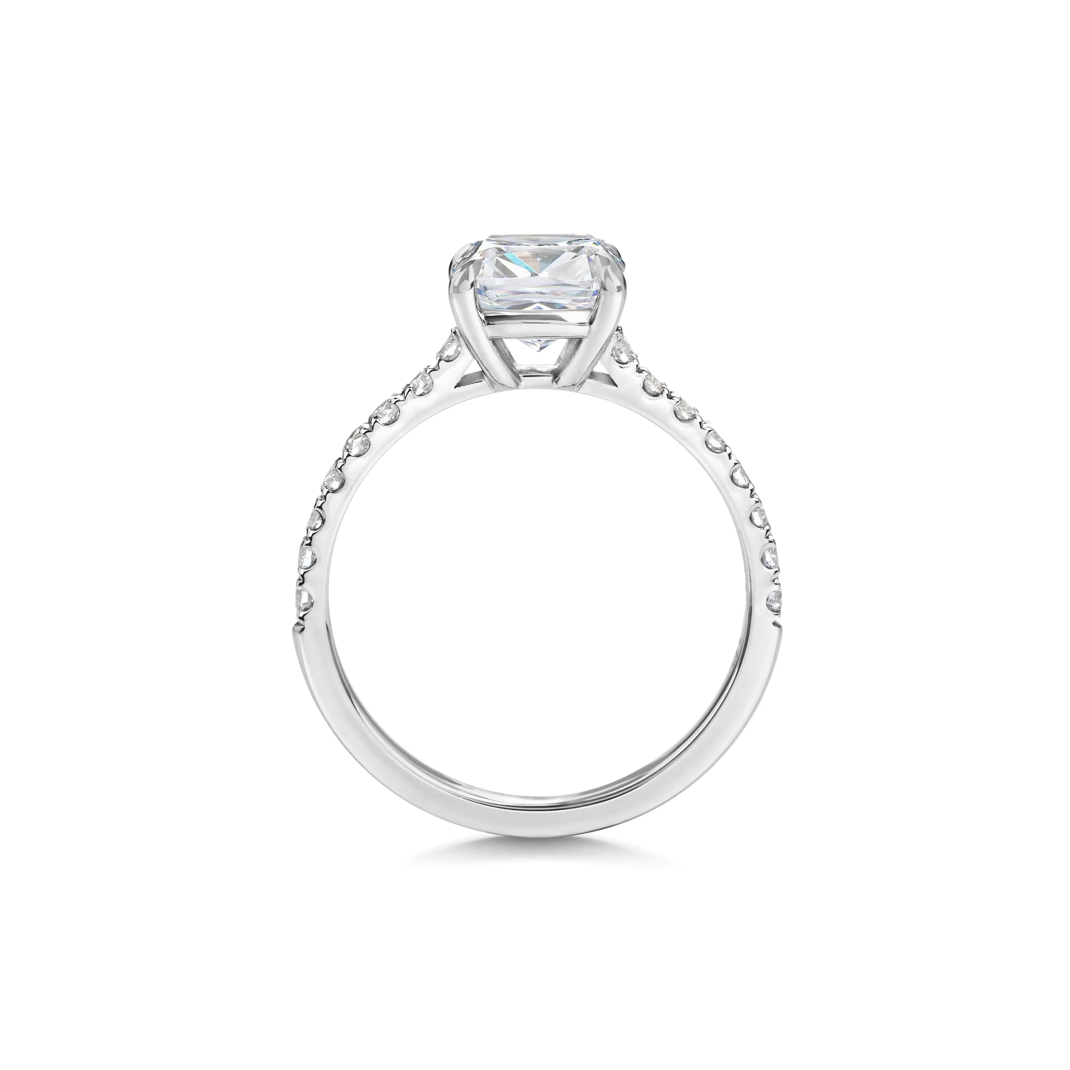 2.0 ct Cushion D- VVS Lab Grown Diamond Pave Engagement Ring