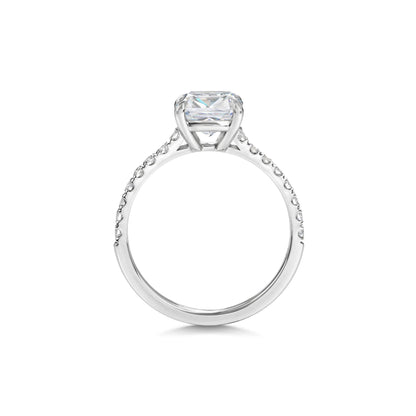 2.0 ct Cushion D- VVS Lab Grown Diamond Pave Engagement Ring