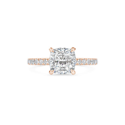 2.0 ct Cushion D- VVS Lab Grown Diamond Pave Engagement Ring