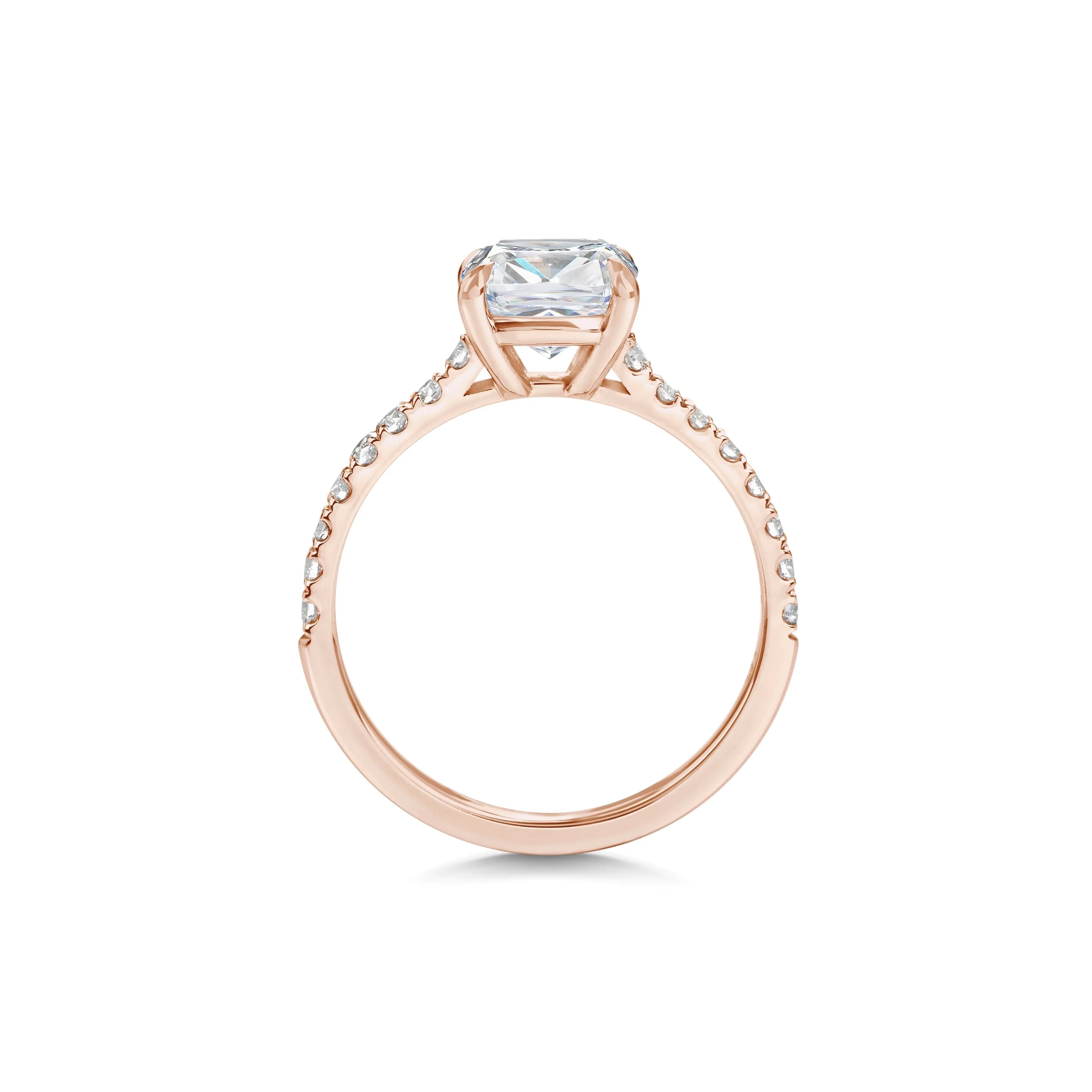 2.0 ct Cushion D- VVS Lab Grown Diamond Pave Engagement Ring