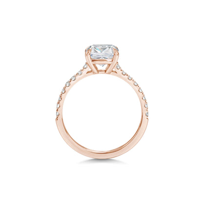 2.0 ct Cushion D- VVS Lab Grown Diamond Pave Engagement Ring