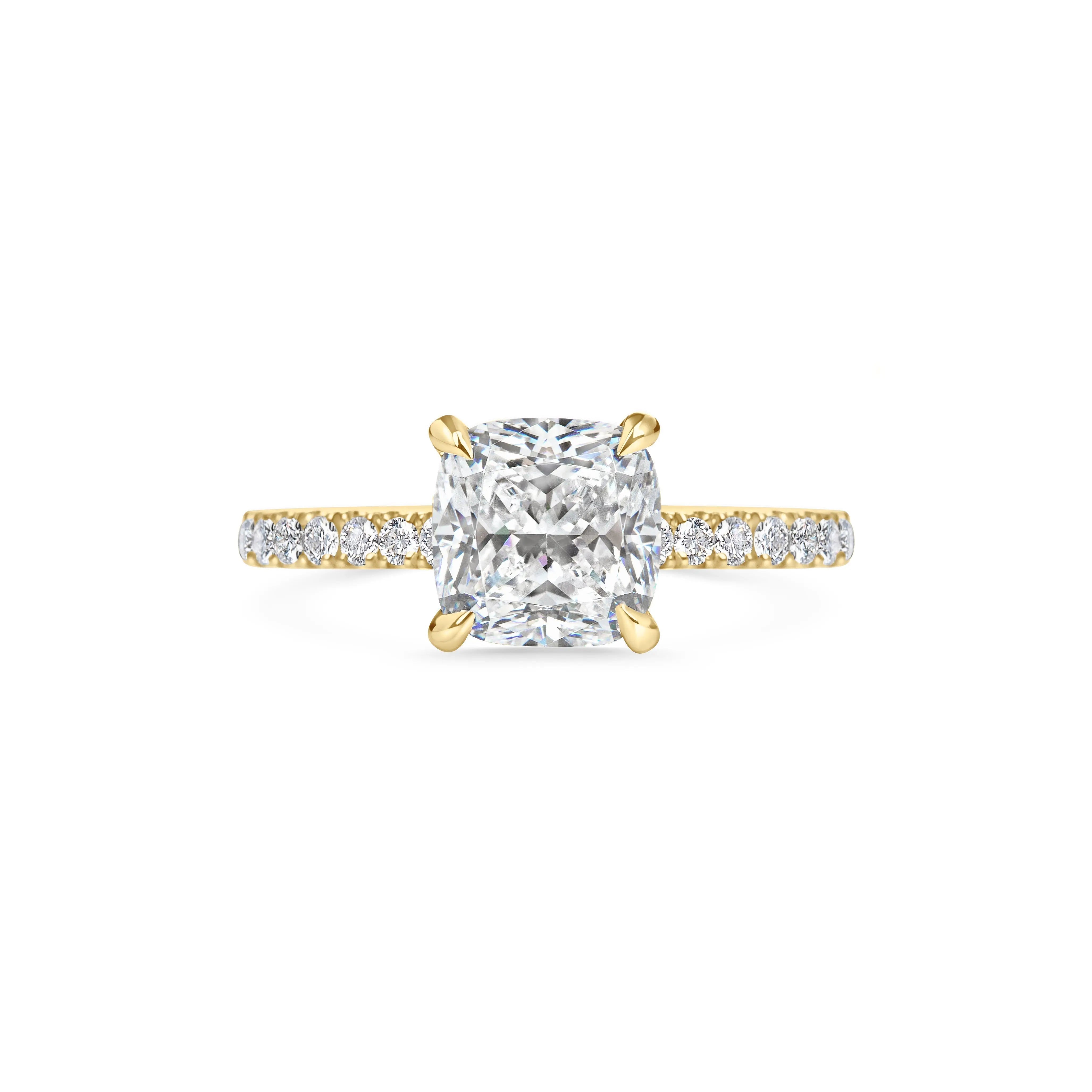 2.0 ct Cushion D- VVS Lab Grown Diamond Pave Engagement Ring
