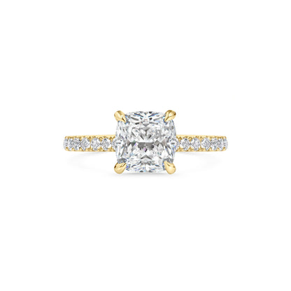 2.0 ct Cushion D- VVS Lab Grown Diamond Pave Engagement Ring