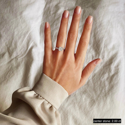 2.0 ct Cushion D- VVS Lab Grown Diamond Pave Engagement Ring