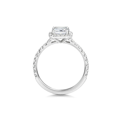 2.0 ct Emerald Cut Halo D- VVS Lab Grown Diamond Pave Engagement Ring