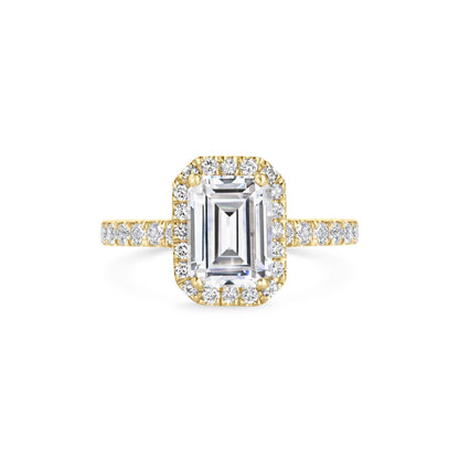 2.0 ct Emerald Cut Halo D- VVS Lab Grown Diamond Pave Engagement Ring