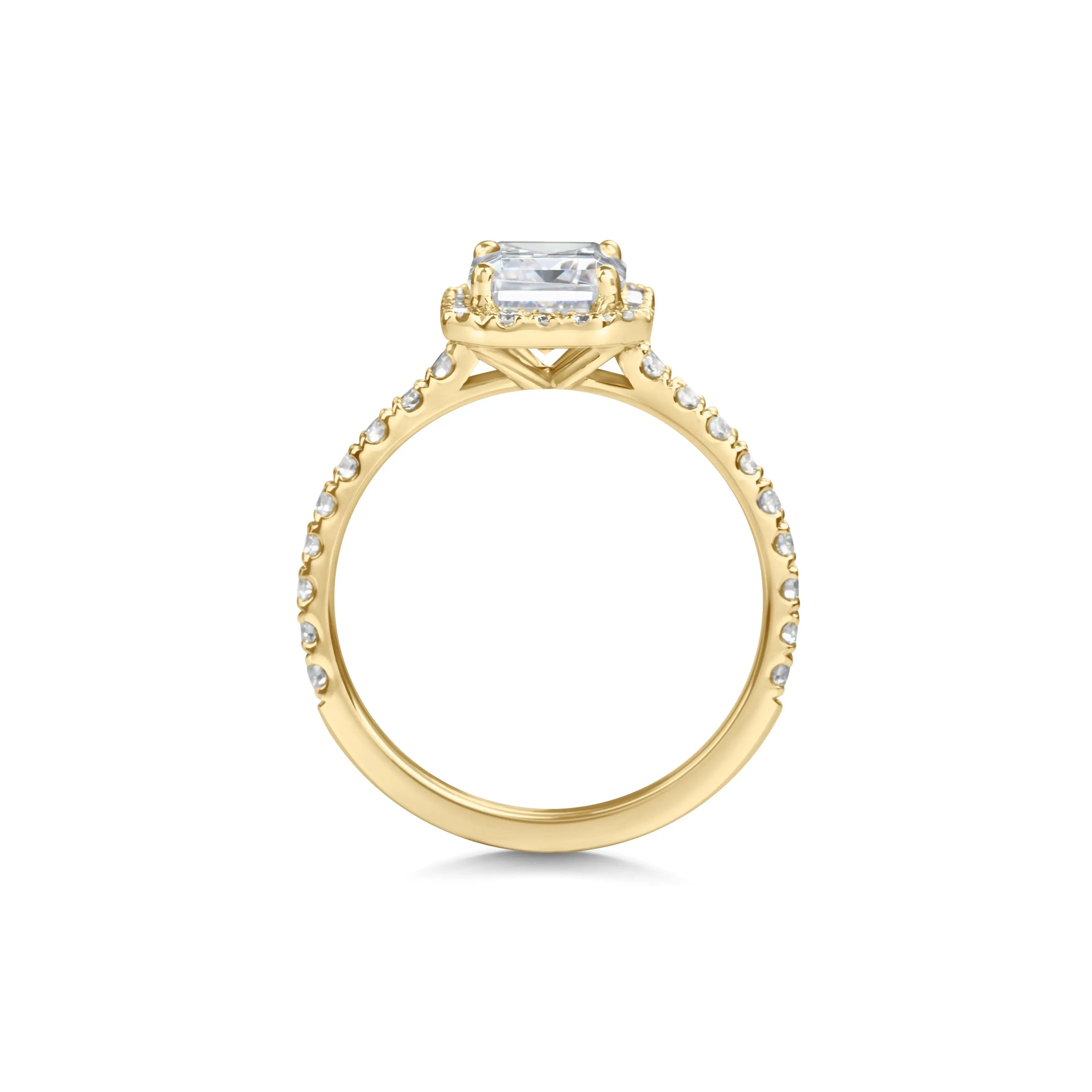 2.0 ct Emerald Cut Halo D- VVS Lab Grown Diamond Pave Engagement Ring