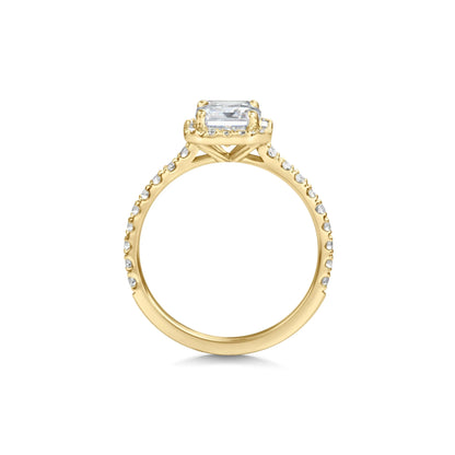 2.0 ct Emerald Cut Halo D- VVS Lab Grown Diamond Pave Engagement Ring
