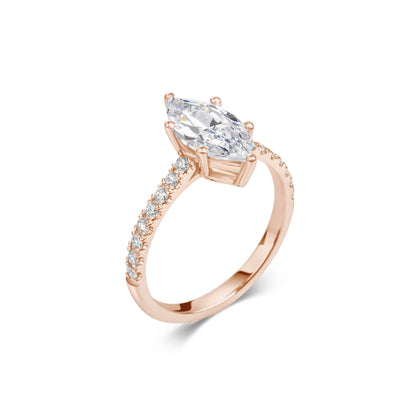 2.0 ct Marquise Cut Lab Grown Diamond Pave Engagement Ring