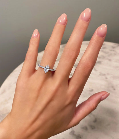 2.0 ct Marquise Cut Lab Grown Diamond Pave Engagement Ring