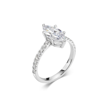 2.0 ct Marquise Cut Lab Grown Diamond Pave Engagement Ring