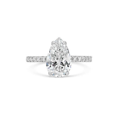 2.0 ct Pear D- VVS Lab Grown Diamond Pave Engagement Ring