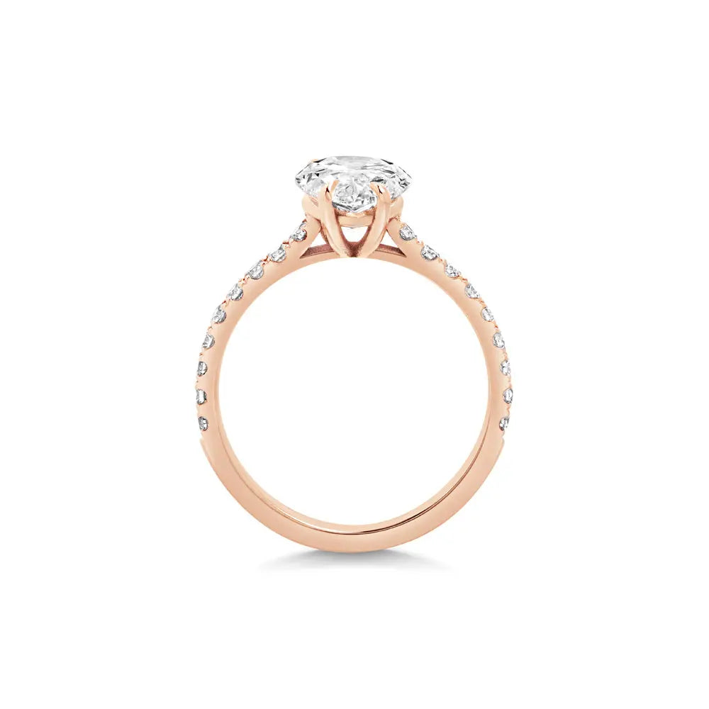 2.0 ct Pear D- VVS Lab Grown Diamond Pave Engagement Ring