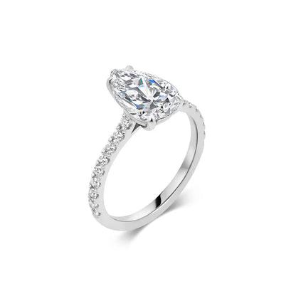 2.0 ct Pear D- VVS Lab Grown Diamond Pave Engagement Ring