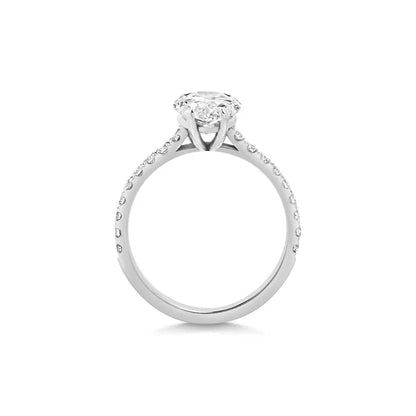 2.0 ct Pear D- VVS Lab Grown Diamond Pave Engagement Ring