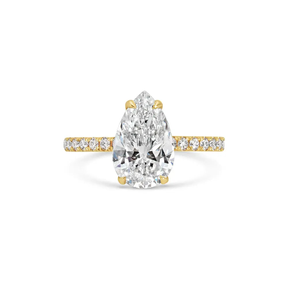 2.0 ct Pear D- VVS Lab Grown Diamond Pave Engagement Ring