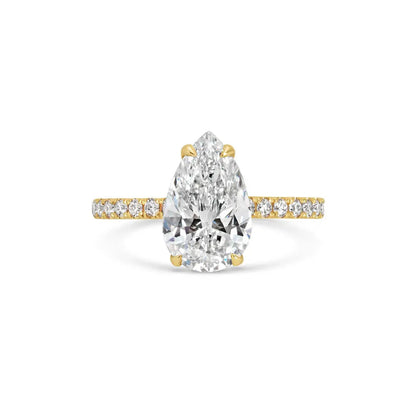2.0 ct Pear D- VVS Lab Grown Diamond Pave Engagement Ring