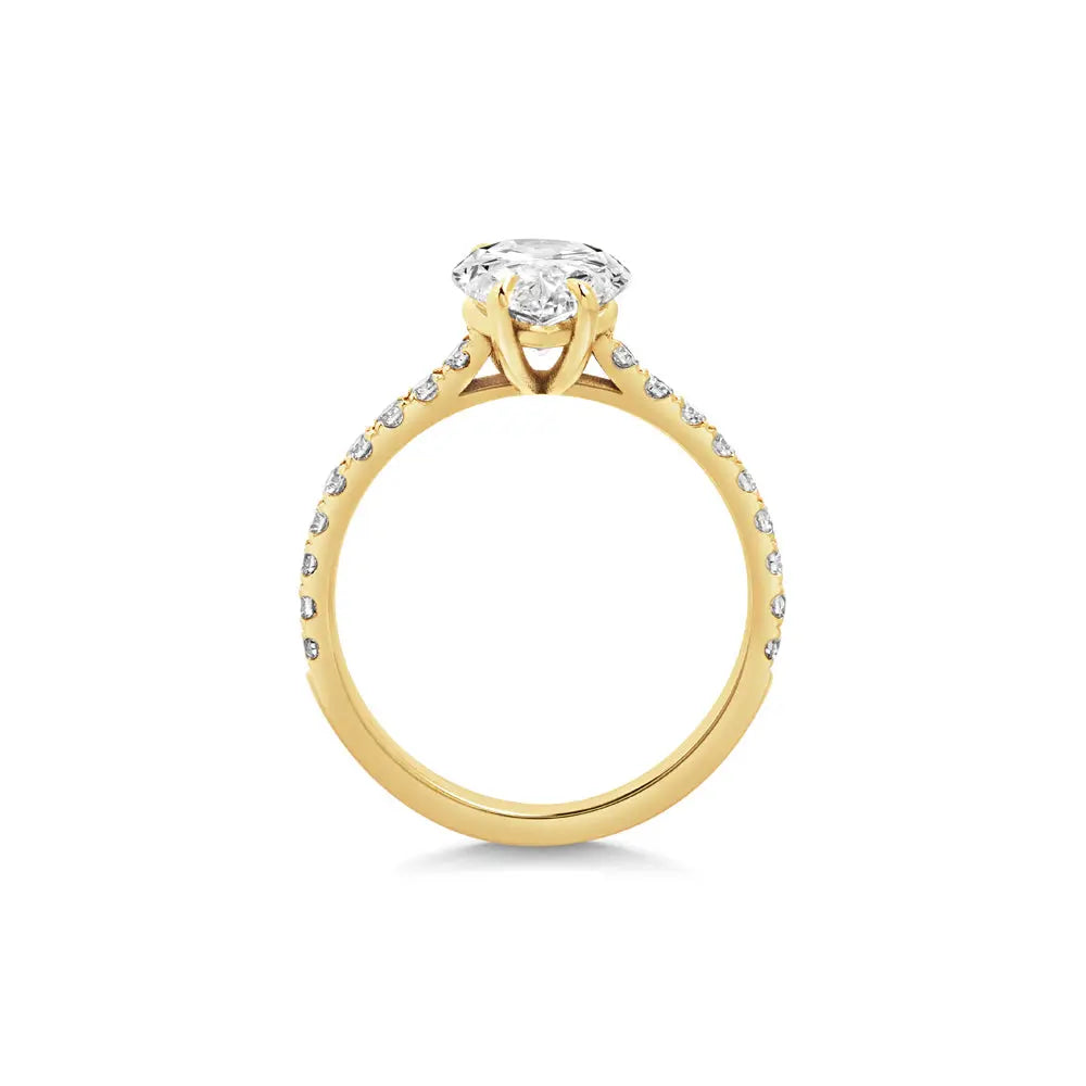 2.0 ct Pear D- VVS Lab Grown Diamond Pave Engagement Ring