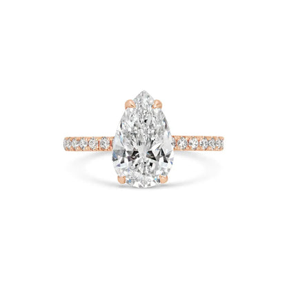 2.0 ct Pear D- VVS Lab Grown Diamond Pave Engagement Ring