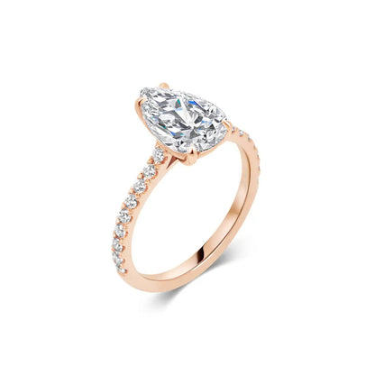 2.0 ct Pear D- VVS Lab Grown Diamond Pave Engagement Ring
