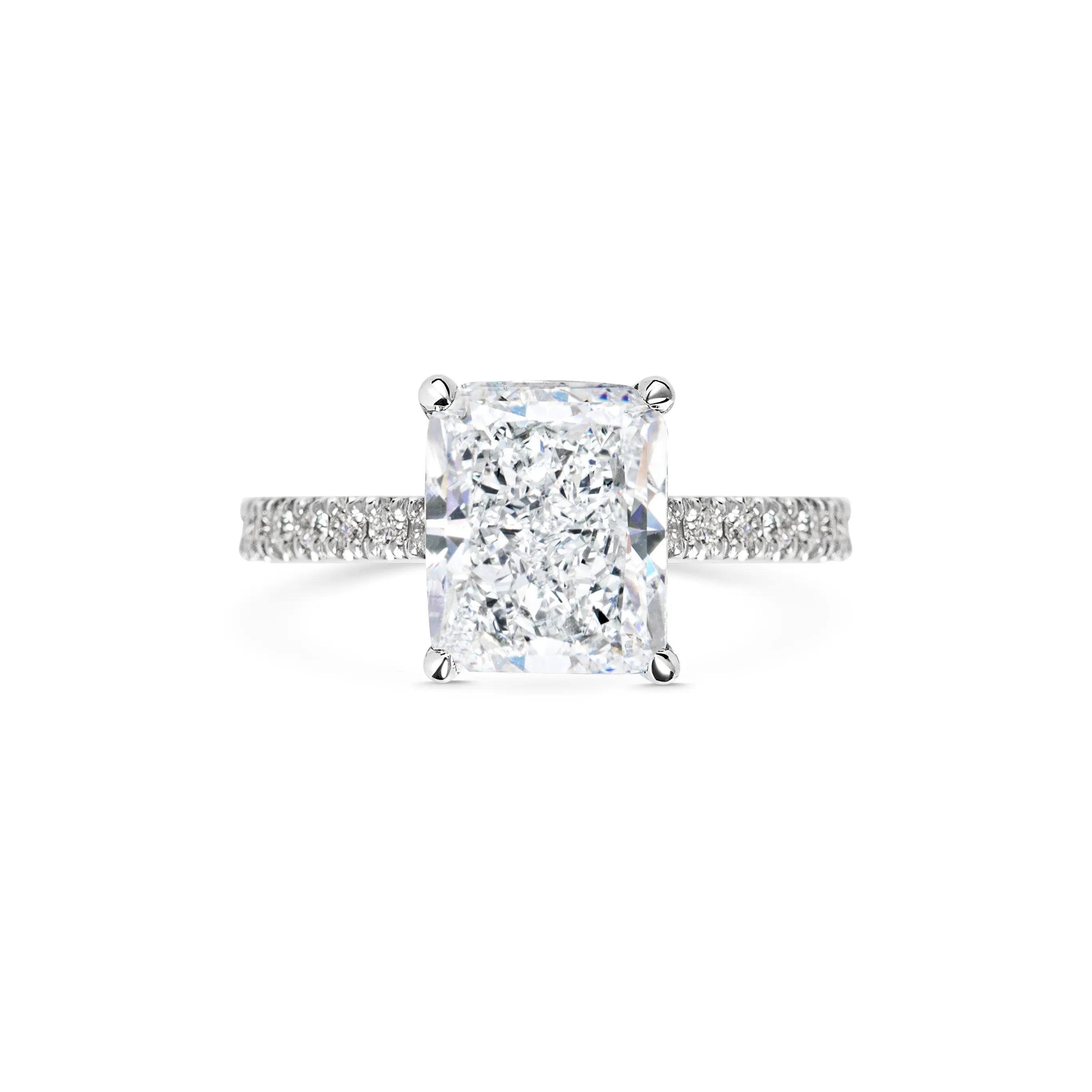 2.0 ct Radiant D-VVS Lab Grown Diamond Pave Engagement Ring