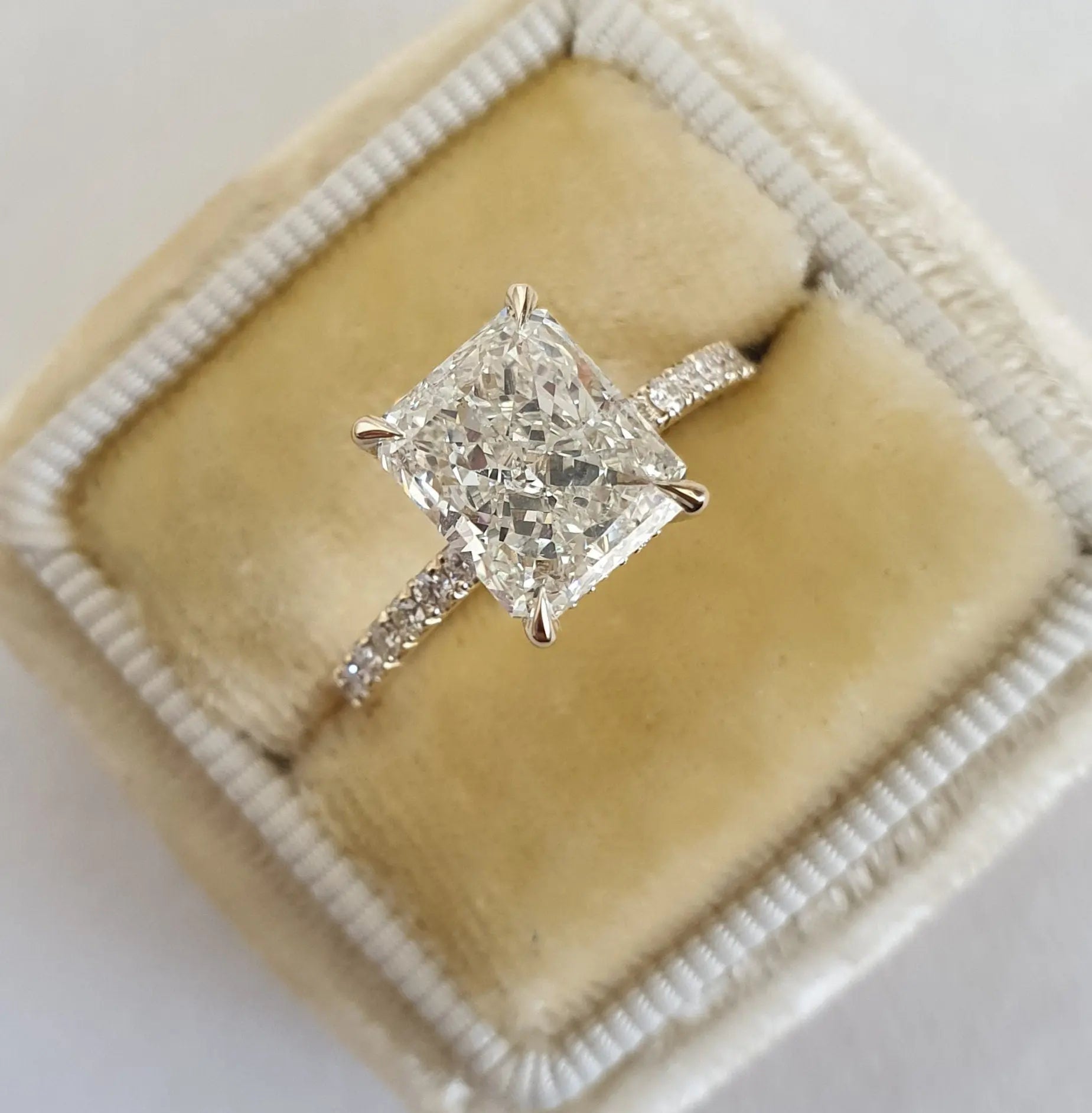 2.0 ct Radiant D-VVS Lab Grown Diamond Pave Engagement Ring
