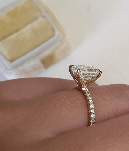 2.0 ct Radiant D-VVS Lab Grown Diamond Pave Engagement Ring