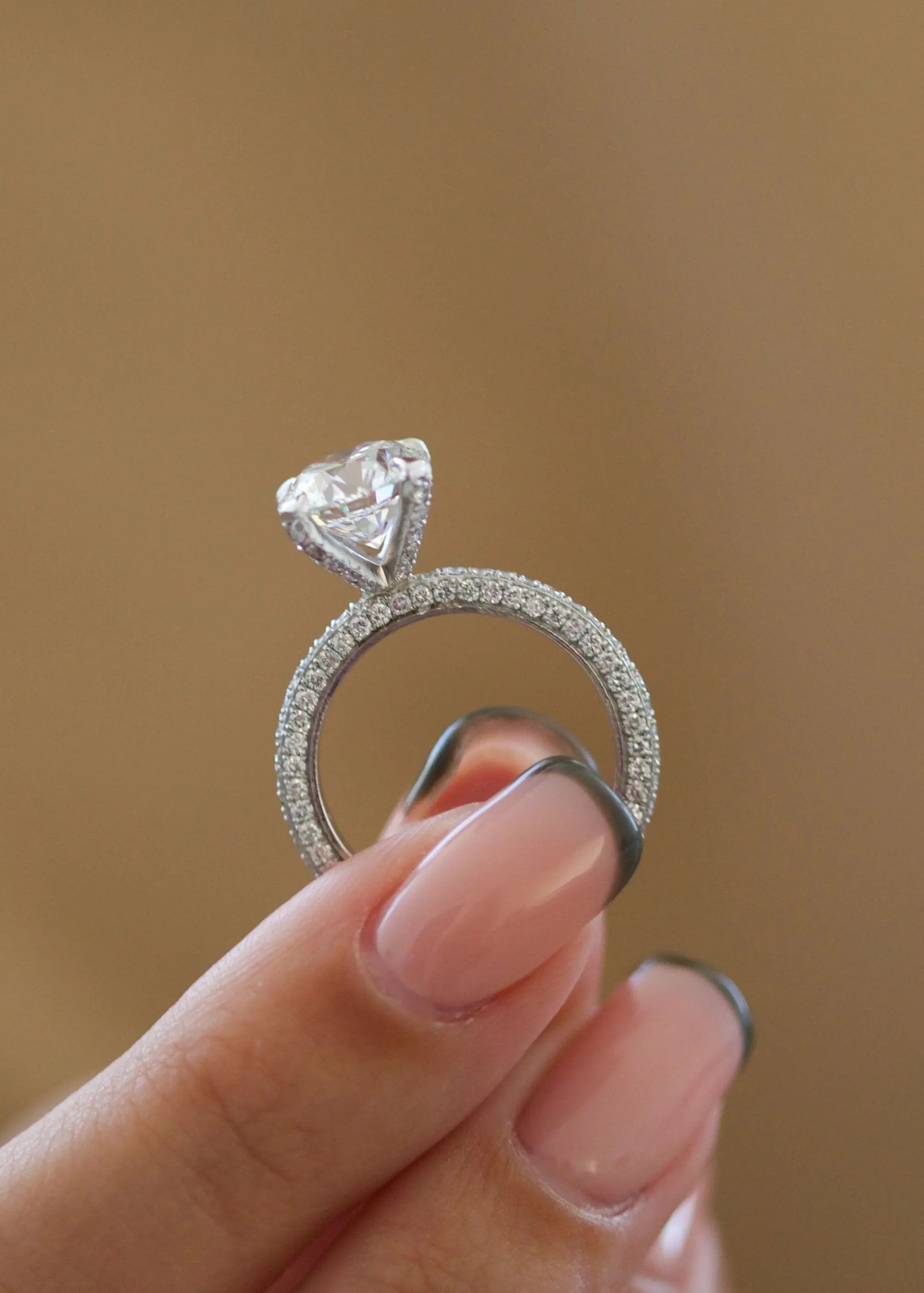 2.0 ct Round D-VVS Lab Grown Diamond Pave Engagement Ring