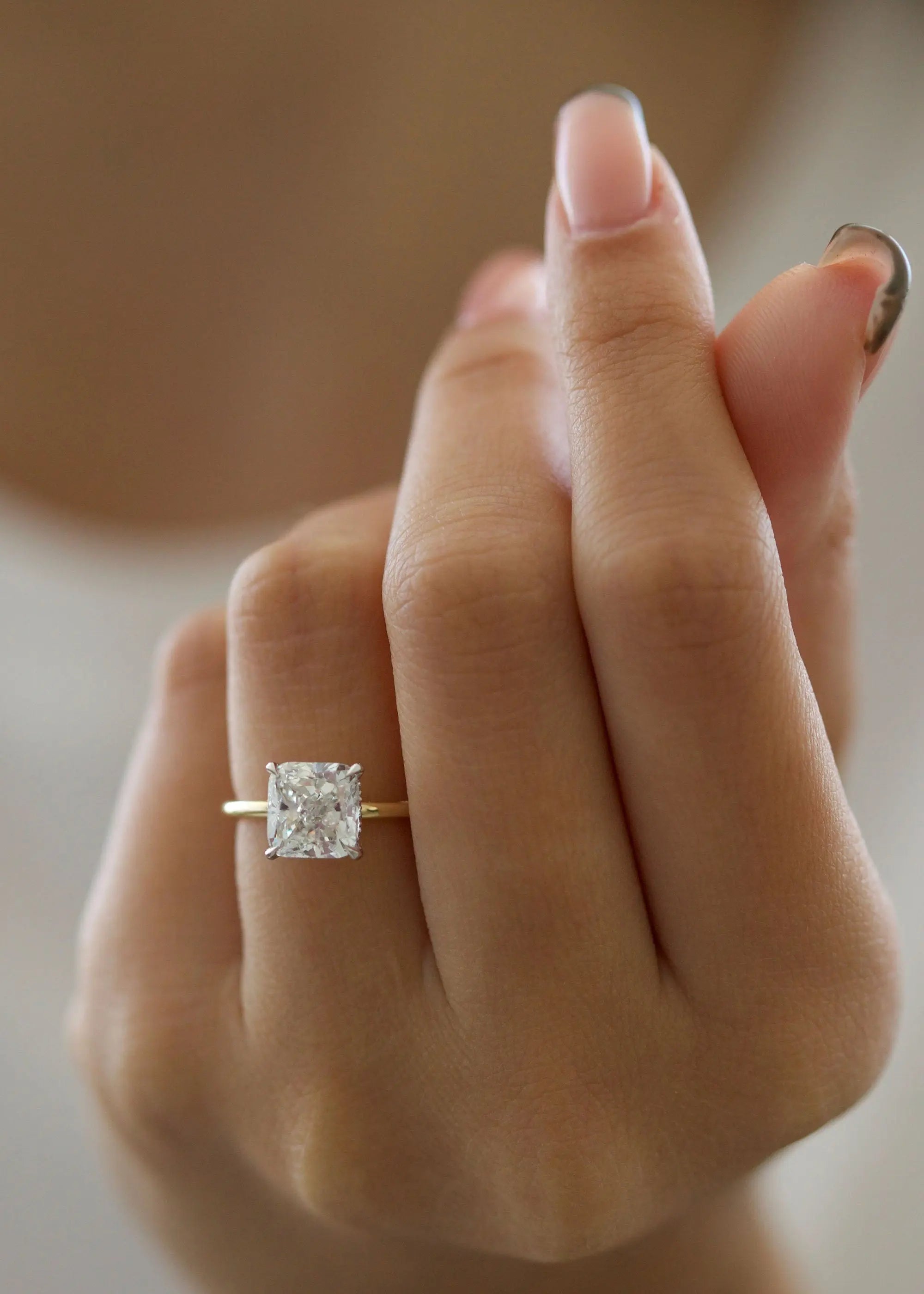 3.0 ct Radiant D-VVS Lab Grown Diamond Hidden Halo Engagement Ring