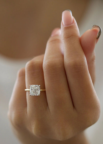 3.0 ct Radiant D-VVS Lab Grown Diamond Hidden Halo Engagement Ring