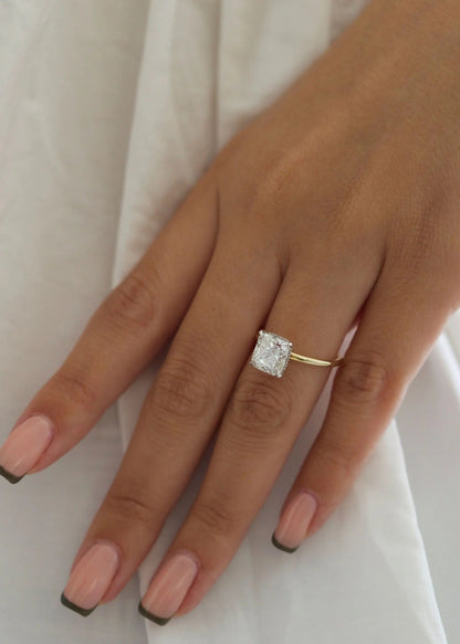 3.0 ct Radiant D-VVS Lab Grown Diamond Hidden Halo Engagement Ring