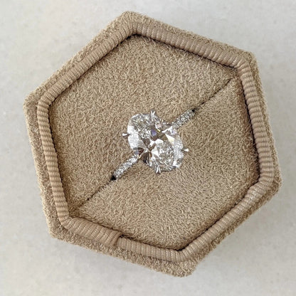 3.0 ct Oval D- VVS Lab Grown Diamond Hidden Halo Engagement Ring