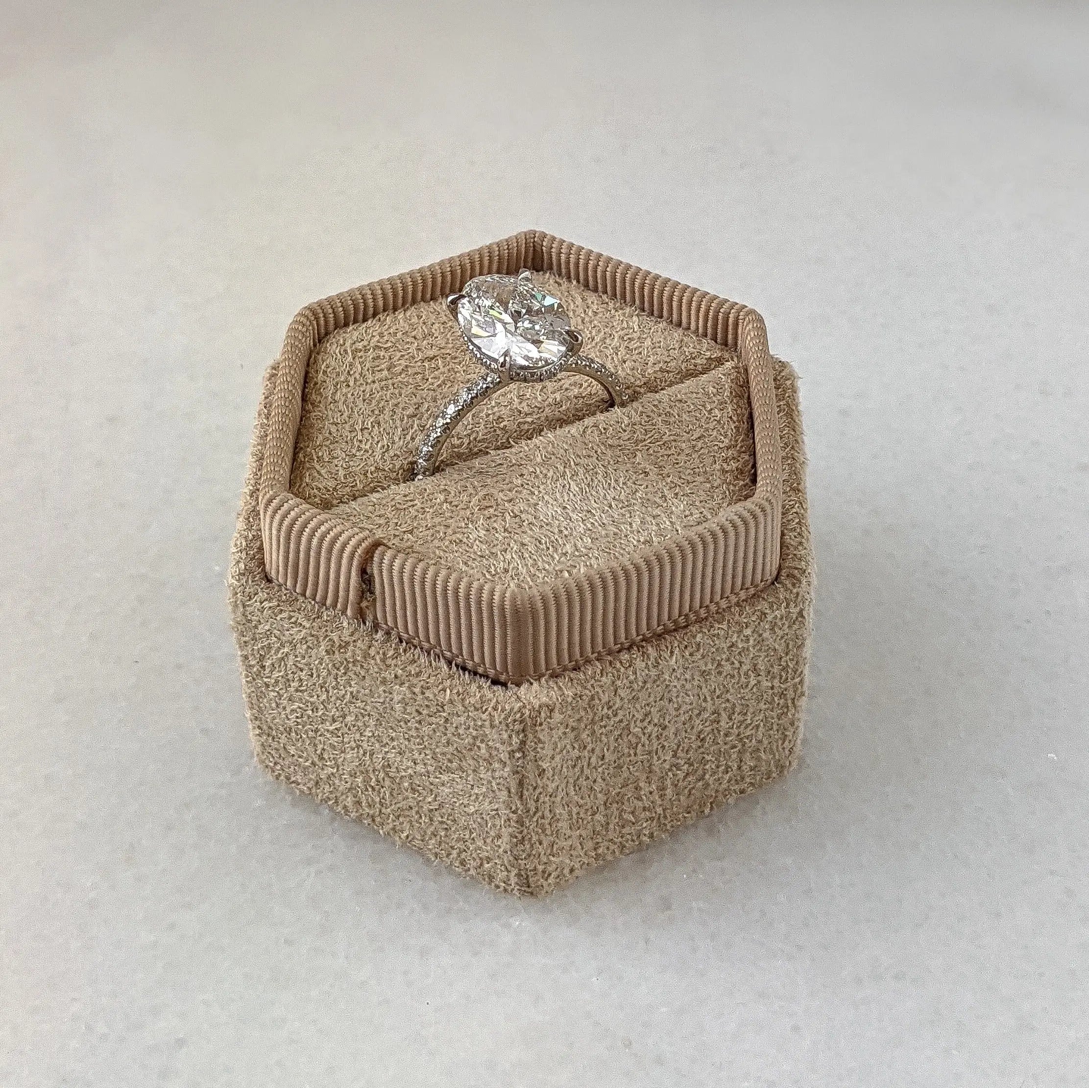 3.0 ct Oval D- VVS Lab Grown Diamond Hidden Halo Engagement Ring