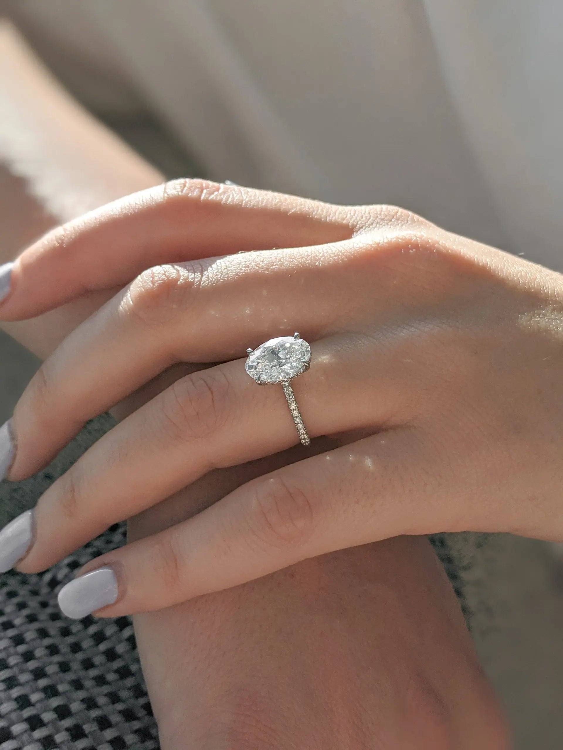 3.0 ct Oval D- VVS Lab Grown Diamond Hidden Halo Engagement Ring