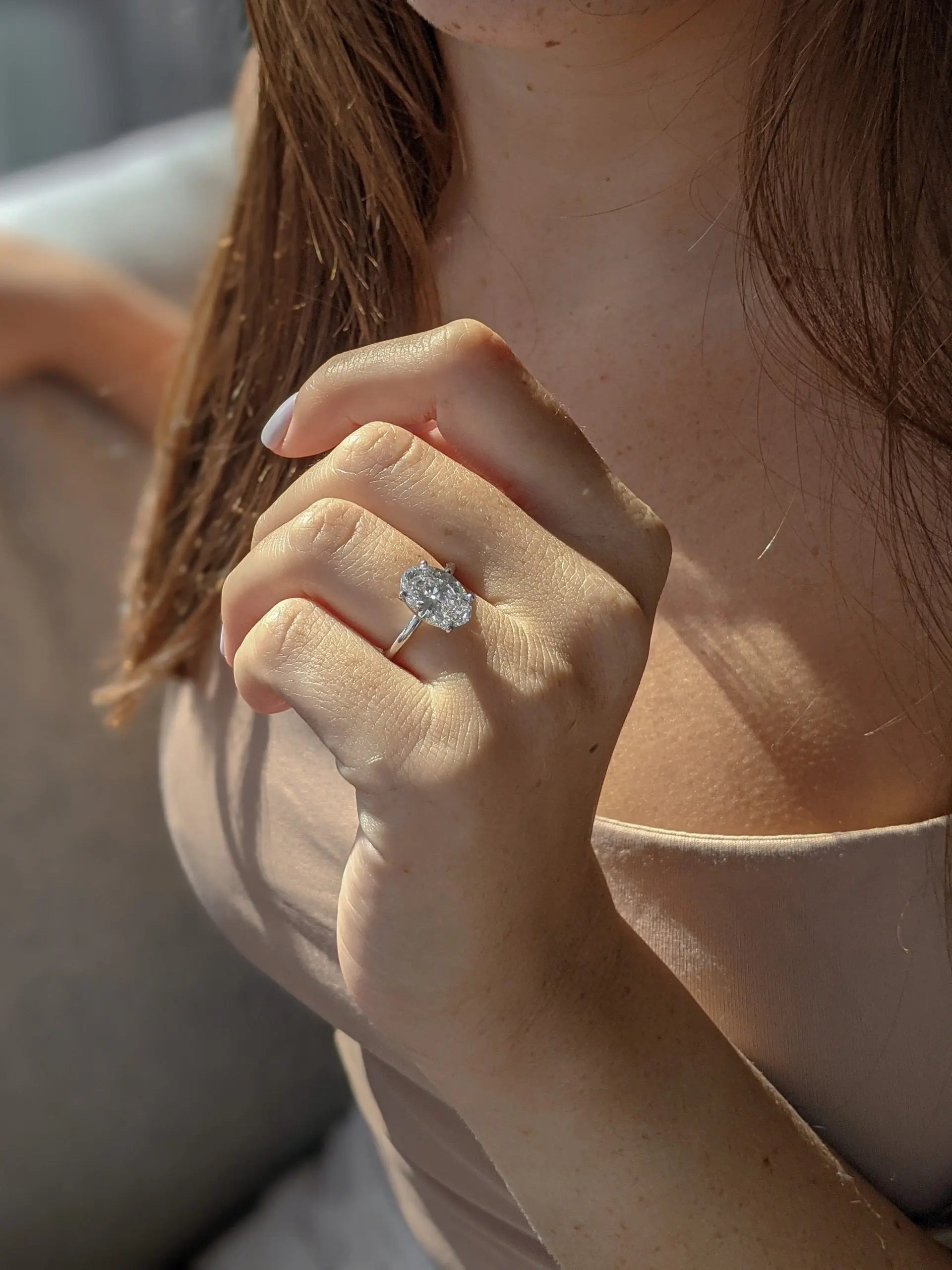 3.0 ct Oval D- VVS Lab Grown Diamond Solitaire Engagement Ring